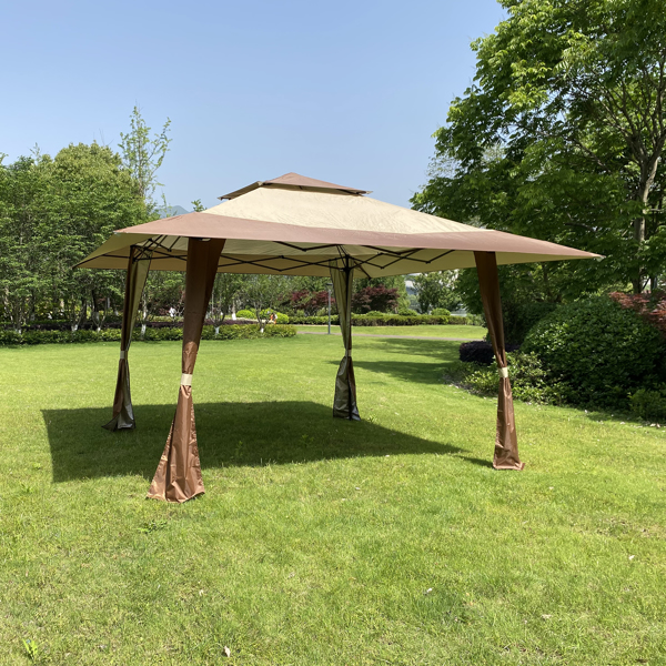 Outdoor 13x13 Ft Canopy,Patio Pop-up Folding Gazebo Canopy Tent With Corner Curtain,Suitable For Backyard, Party,Camping,Coffee