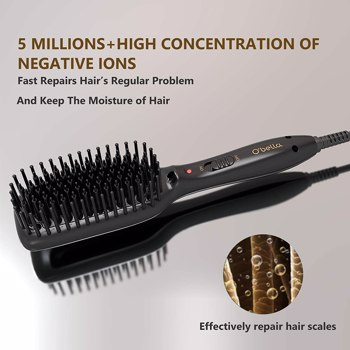 O\\'Bella Hair Straightener Brush, 2 Mins Instant Hair Styler Electric Hot Comb Hair Straightening Irons Brush for Women Home Travel