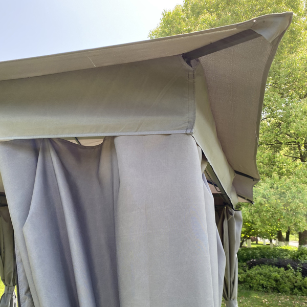 10x10 Ft Outdoor Patio Garden Gazebo Tent, Outdoor Shading, Gazebo Canopy with Curtains,Gray