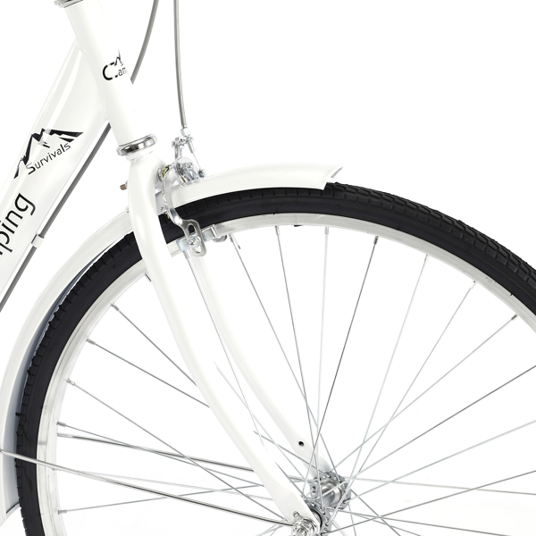 26Inch Iron Frame Bearing 100kg Single Speed Commuter Bike White（Do not  sell  on  Amazon）