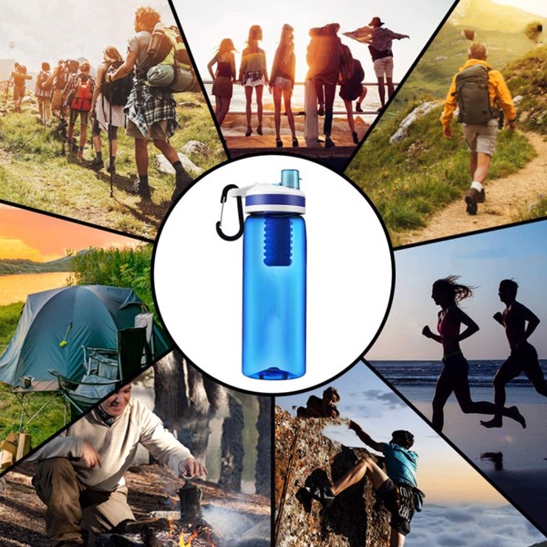 Sports Water Bottle, 770ml Bpa Free Water Bottle with Filter And Straw for Hiking, Camping, Backpacking And Traveling