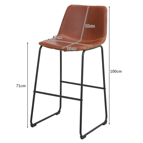 FCH 2pcs Wrought Iron Bar Stool Up to 47*35*100cm Bronze Color N101