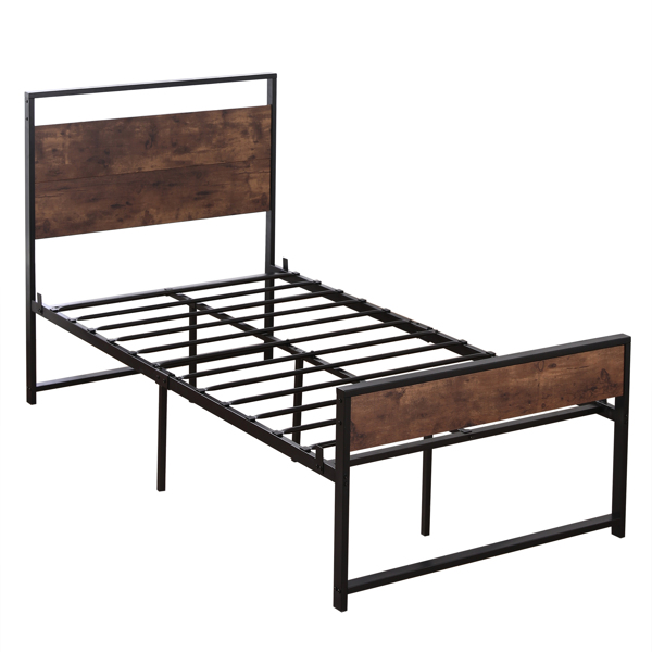 Twin Iron Bed With FootBed Black