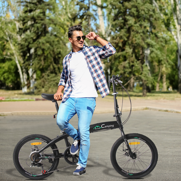 20in High Carbon Steel Bearing 100kg Foldable Adult Leisure Bicycle Black（Do not sell on Amazon）