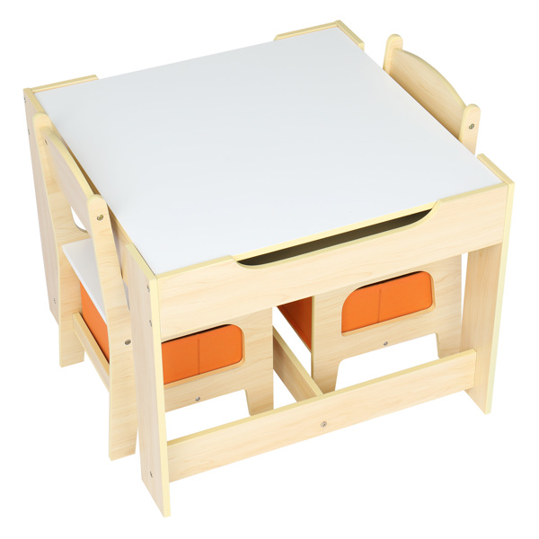 Children's Wooden Table And Chair Set With Two Storage Bags (One Table And Two Chairs)
