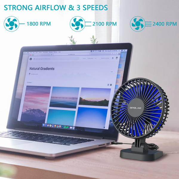 (ABC)USB Desk Fan, Small but Mighty, Quiet Portable Fan for Desktop Office Table, 40° Adjustment for Better Cooling, 3 Speeds, 4.9 ft Cord