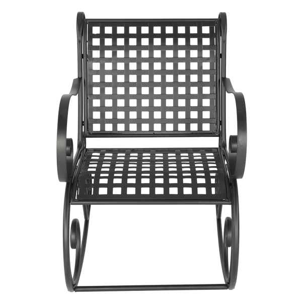 Artisasset Black Paint Small Square Backrest Shape Outdoor Park Leisure Iron Rocking Chair