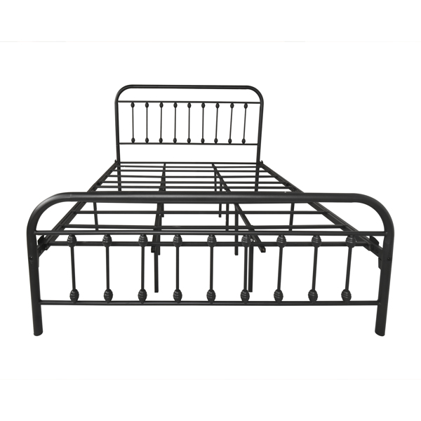 Vintage Queen Metal Bed Frame with Headboard and Footboard Platform/Wrought Iron/Heavy Duty/Solid Sturdy Metal Slat/No Box Spring Needed