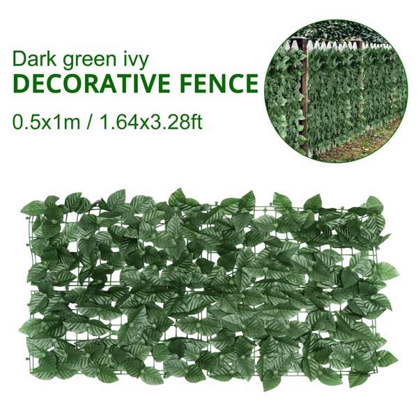 Decorative Simulation Dark Green Leaf Fence Net Artificial Plastic Fence for Garden Courtyard Balcony