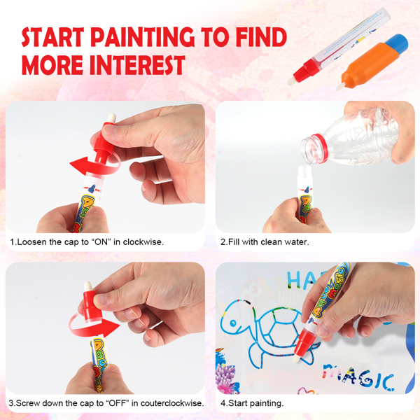 Watercolor Magic Doodle Painting Mat Large Educational Water Drawing Mat Kids Toy Toddler Painting Board Drawing Accessories Boys Girls