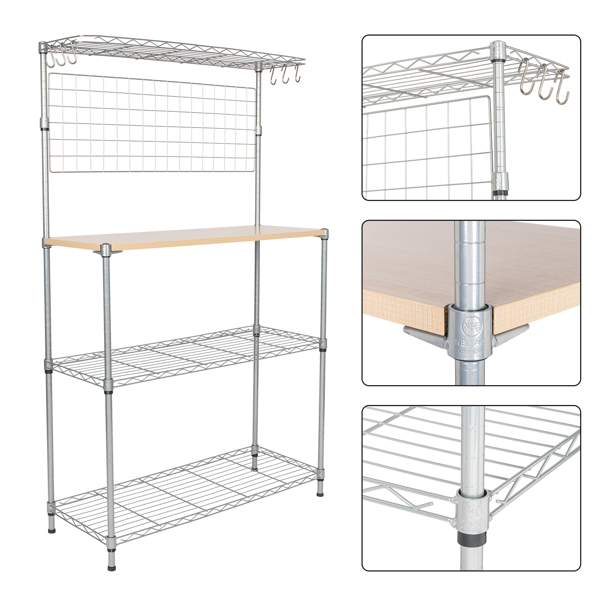 4-Tier Bakers Rack with Kitchen Storage Chrome
