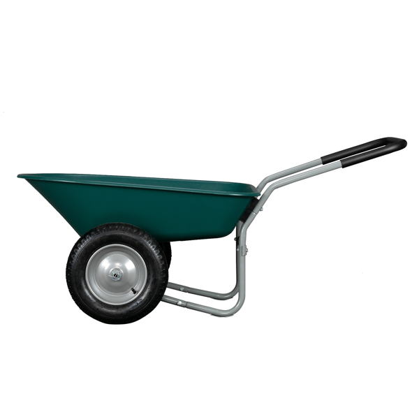 146*62*65cm Garden Iron Wood Double Wheel Garden Cart