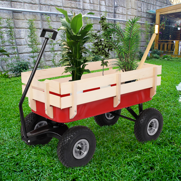 97x43x78cm Garden Iron Wood Four Wheel  Garden Wagon