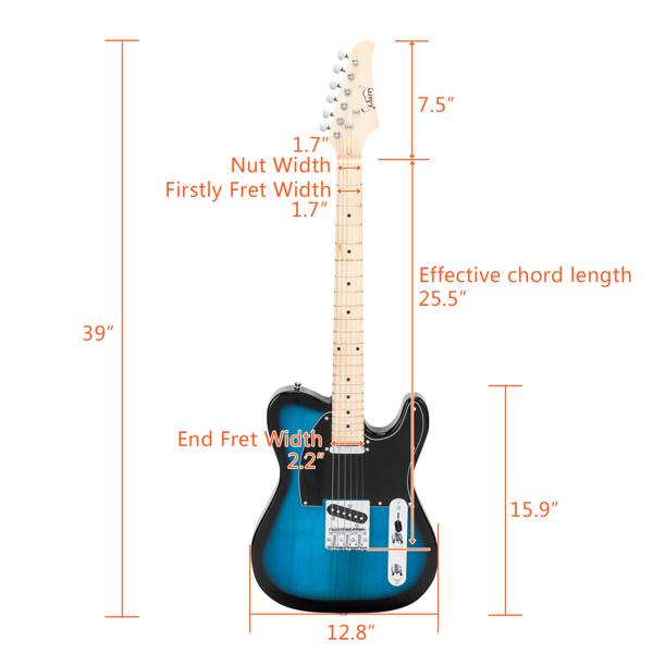 【Do Not Sell on Amazon】Glarry GTL Maple Fingerboard Electric Guitar with 20W Amplifier Bag Strap Plectrum Connecting Wire Spanner Tool Dark Blue