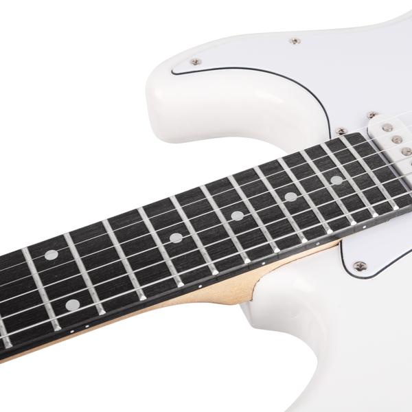 【Do Not Sell on Amazon】Glarry GST Stylish Electric Guitar with SSS Pickup,White Pickguard, 20W Amplifier White