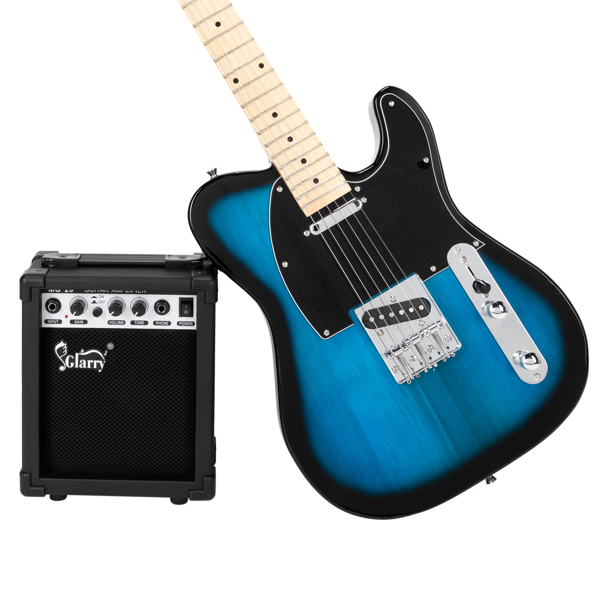 【Do Not Sell on Amazon】Glarry GTL Maple Fingerboard Electric Guitar with 20W Amplifier Bag Strap Plectrum Connecting Wire Spanner Tool Dark Blue