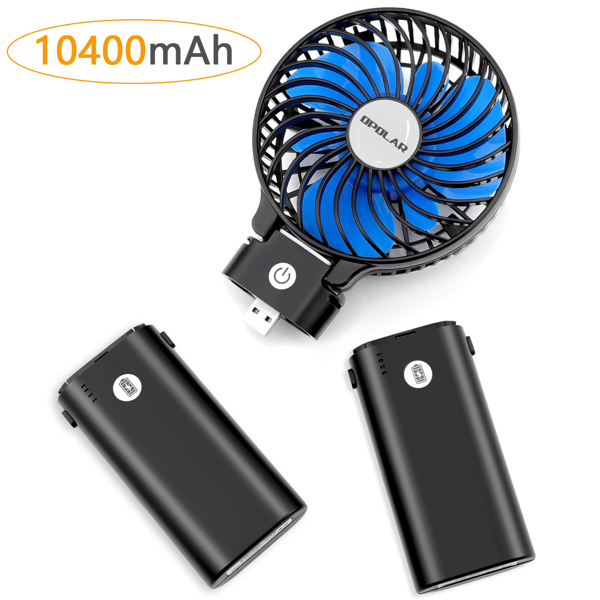 10400mAh Battery Operated Fan, Portable Handheld Fan with 10-40 Hours Working Time,3 Setting, Strong Wind, Foldable Design Fan(Black Blue)（亚马逊禁售)