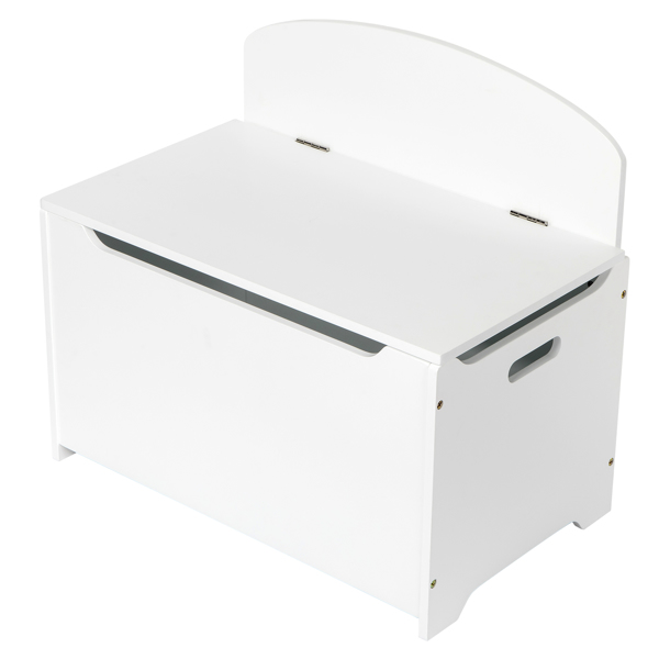 Wooden Toy Box and Storage Chest，Entryway Bench with 2 Safety Hinges，White Color