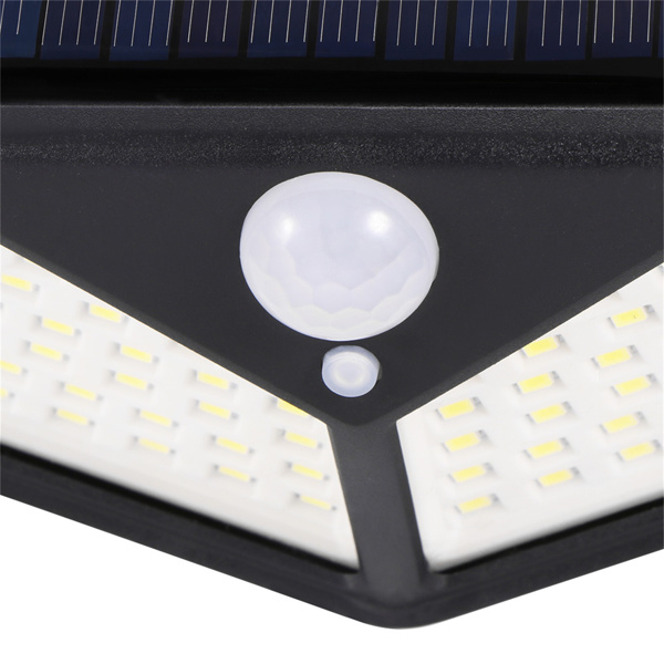 100 LED Solar Light Outdoor PIR Motion Sensor 3 Modes Solar Power Wall Lamp Four-Sided Waterproof Garden Yard Lights