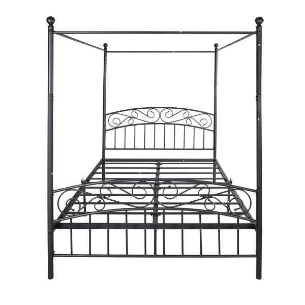 4-Post Metal Canopy Bed Frame Queen Size Vintage style