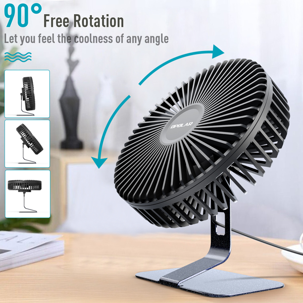 6 INCH USB Desk Fan with Upgraded Strong Airflow, 4 Speeds, Whisper Quiet Desktop Office Table Fan, 90° Adjustable Tilt Angle for Better Cooling,4.9 ft Cord, Black（亚马逊禁售)