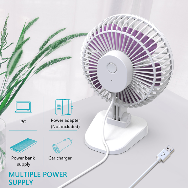 (ABC)USB Desk Fan, Small but Mighty, Quiet Portable Fan for Desktop Office Table, 40° Adjustment for Better Cooling, 3 Speeds, 4.9 ft Cord（亚马逊禁售)