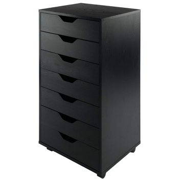 7-Drawer Wood Filing Cabinet, Mobile Storage Cabinet for Closet / Office Black Color