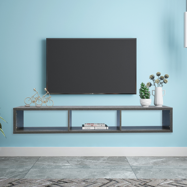 Shallow Floating TV Console, 60"，Grey