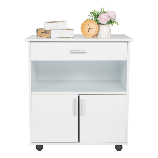 One Drawer One Layer Frame Double Doors MDF And PVC Wooden Filing Cabinet White