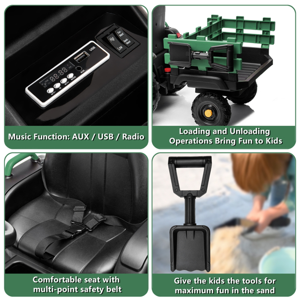 LZ-925 Agricultural Vehicle Battery 12V7AH * 1 Without Remote Control with Rear Bucket Green