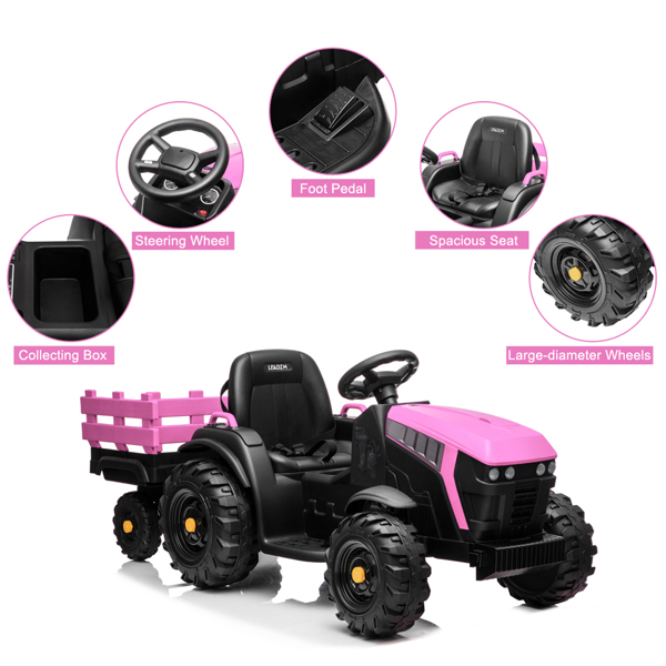 LZ-925 Agricultural Vehicle Battery 12V7AH * 1 Without Remote Control with Rear Bucket Pink