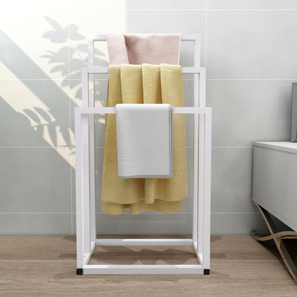 Metal Freestanding Towel Rack 3 Tiers Hand Towel Holder Organizer for Bathroom Accessories,White