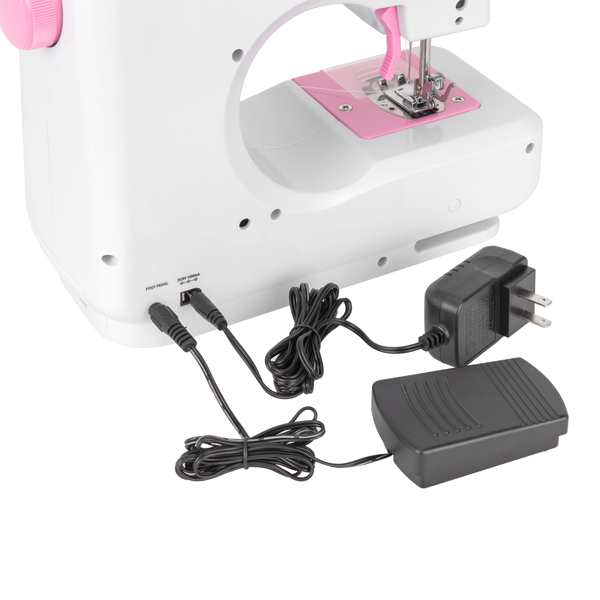 ZOKOP FHSM-505 Sewing Machine, Crafting Mending Machine, Portable With 12 Built-In Stitches,Household Electric Small Desktop Multifunctional Seaming Machine Reversing Manual Sewing Machine White&Pink