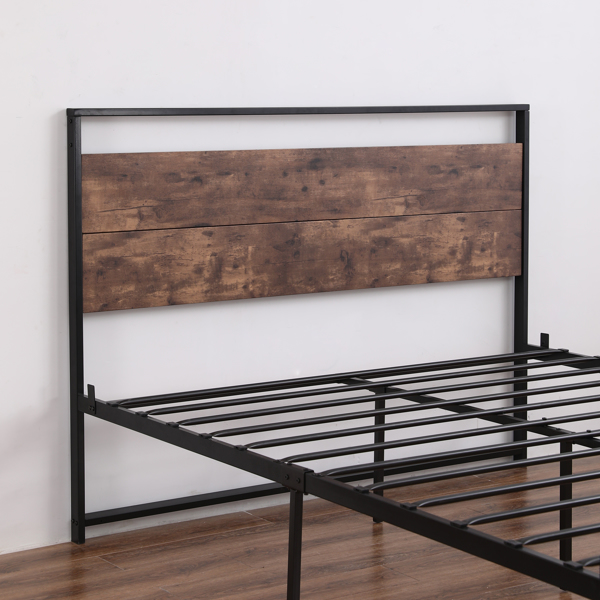 Queen Iron Bed with Foot Black