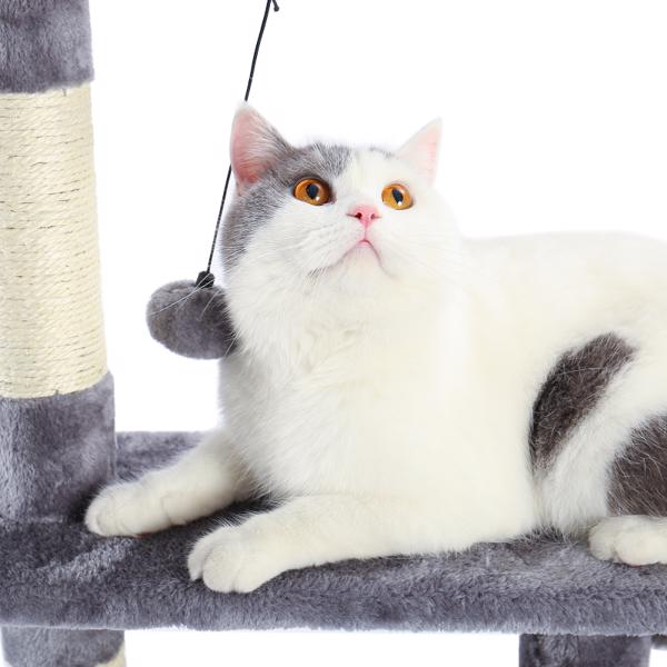 Cat Tree,Kitty Toy Cat Scratching Post Natural Sisals Kitten Activity Tower Condo Stand Luxury Furniture Grey