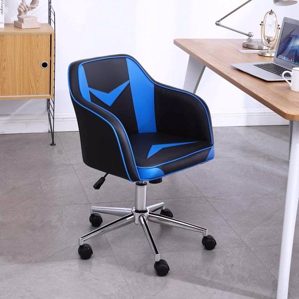 Gaming Computer Chair Mid-Back Adjustable Swivel with Massage Lumbar Pillow, Blue&Black
