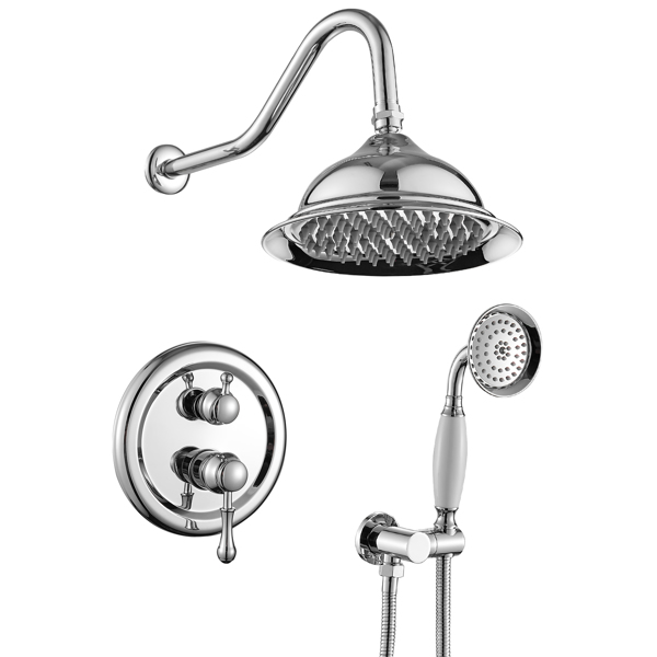 8 inches Concealed Shower System-2 Mode Filtering Shower Head-Easy Installation-Silver 