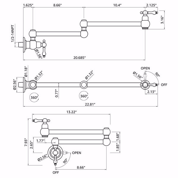 Folding faucet，Pot Filler Faucet Wall Mount