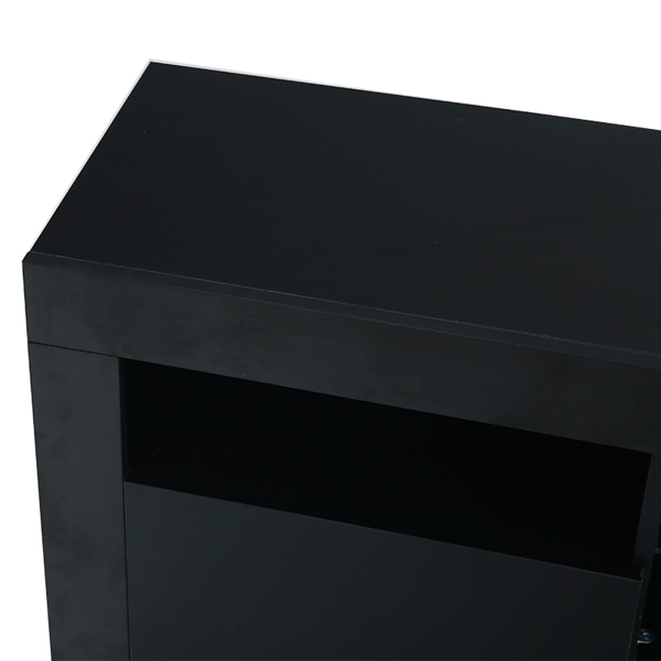 145 Modern 57" TV Stand Matte Body High Gloss Fronts with 16 Color LEDs Black