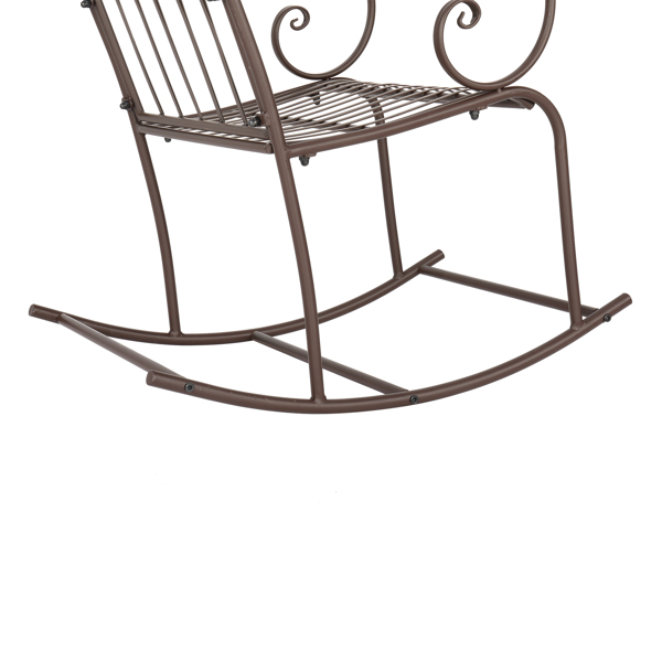 Artisasset Brown Paint Rhombus Shape Outdoor Park Leisure Iron Rocking Chair
