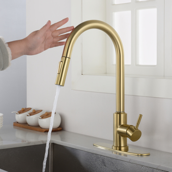 Touch Kitchen Faucet with Pull Down Sprayer-Brushed Gold