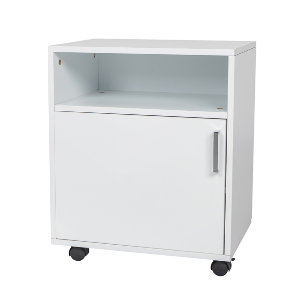 Single Door Three-Layer MDF With PVC Wooden Filing Cabinet White