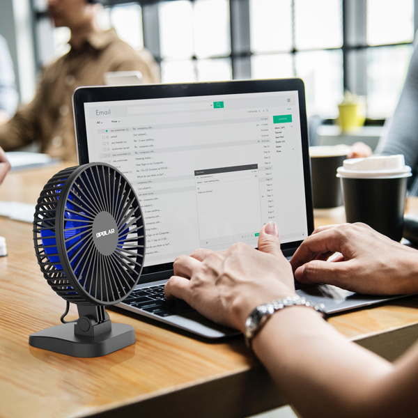 (ABC)USB Desk Fan, Small but Mighty, Quiet Portable Fan for Desktop Office Table, 40° Adjustment for Better Cooling, 3 Speeds, 4.9 ft Cord