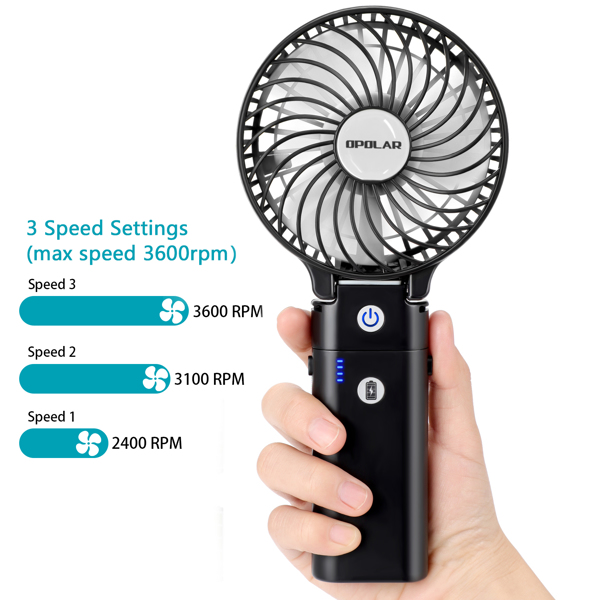 (ABC)10400mAh Battery Operated Fan, Portable Handheld Fan with 10-40 Hours Working Time,3 Setting, Strong Wind, Foldable Design Fan(Black)（亚马逊禁售)