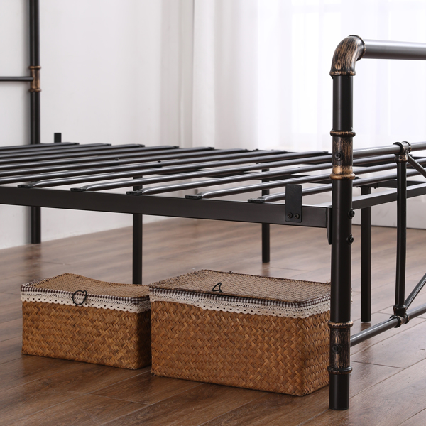 Single Layer Water Pipe Bed Cross Design with Bed Tail Black Queen