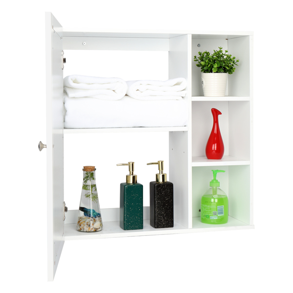 Single Mirror Door 3 Compartment Storage Cabinet MDF Spray Paint white Bathroom Wall Cabinet