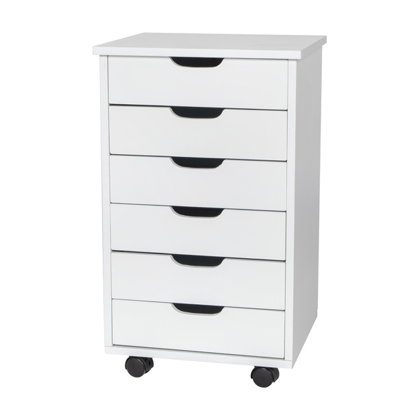 Six Drawers MDF With PVC Wooden File Cabinet White
