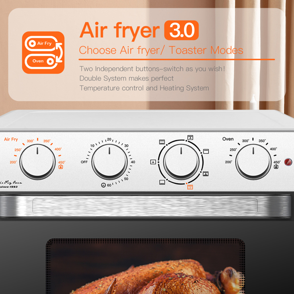 【周末无法发货，谨慎下单】禁止上架亚马逊。 空气炸锅锅烤箱23L大容量7合1对流烤箱，空气烤箱，厨房小家电，具有空气煎炸、烤、吐司、烧烤和烘烤功能-台面用空气煎炸烤箱-烹饪鸡肉、牛排和比萨饼的厨房电器-5