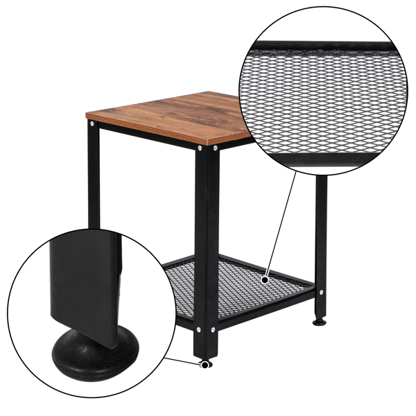 Stylish Steel And Wood Side Table