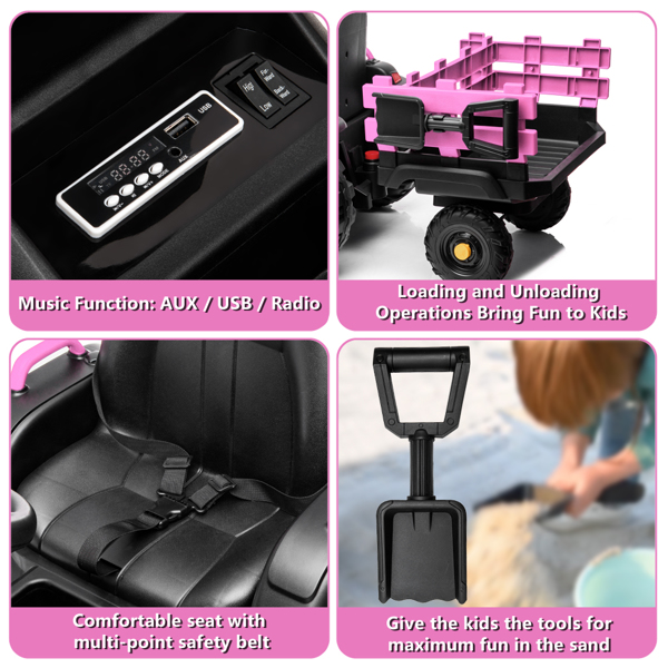 LZ-925 Agricultural Vehicle Battery 12V7AH * 1 Without Remote Control with Rear Bucket Pink